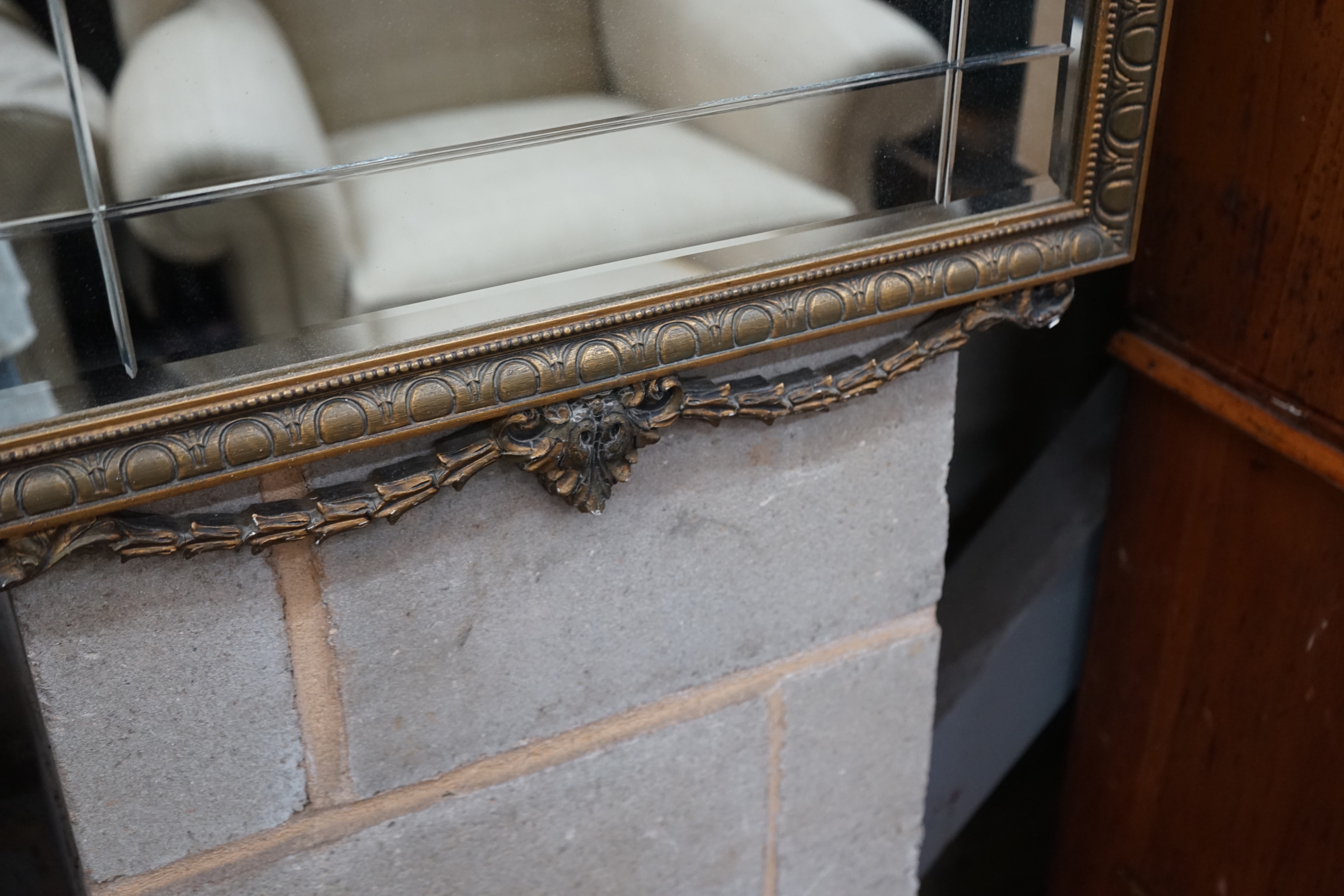 An Adam design rectangular gilt framed wall mirror, width 61cm height 115cm